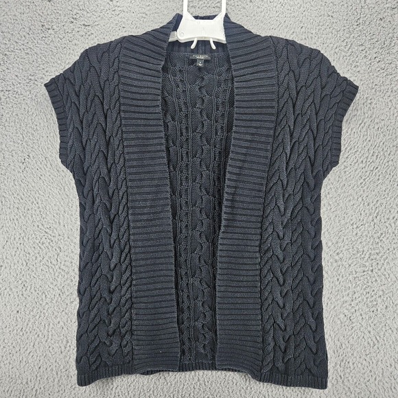 Talbots Women's Size Small Open front Big Cable Knit Black‎ S - Picture 1 of 7